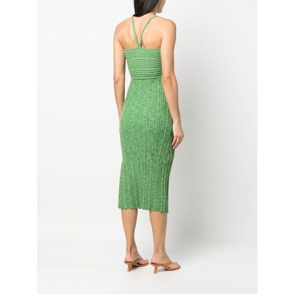 NWT Cult Gaia Halter Cutout Side Slit Elfreda Knit Midi Dress Emerald Small $425 - Picture 2 of 12